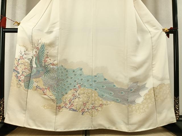 平和屋着物●豪華色留袖　寿光織　孔雀枝梅文　金糸　正絹　逸品　AABM8557fy
