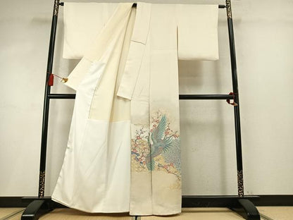 平和屋着物●豪華色留袖　寿光織　孔雀枝梅文　金糸　正絹　逸品　AABM8557fy