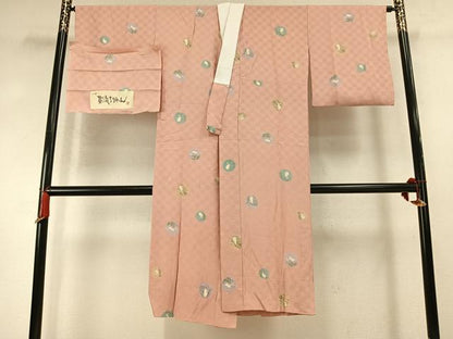 平和屋着物●長襦袢　無双仕立て　貫流ちりめん　兎丸文　反端付き　正絹　逸品　AABM8558fy