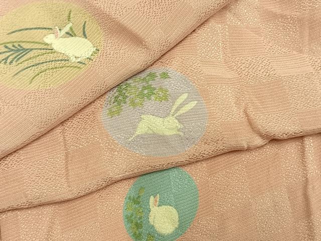 平和屋着物●長襦袢　無双仕立て　貫流ちりめん　兎丸文　反端付き　正絹　逸品　AABM8558fy