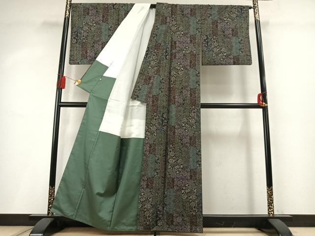 平和屋着物●本場大島紬　9マルキ　色紙花文　高島屋扱い　たとう紙付き　正絹　逸品　AABM8559fy