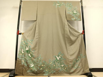 平和屋着物●訪問着　草花文　暈し染め　金彩　正絹　逸品　AABM8562fy