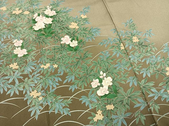 平和屋着物●訪問着　草花文　暈し染め　金彩　正絹　逸品　AABM8562fy
