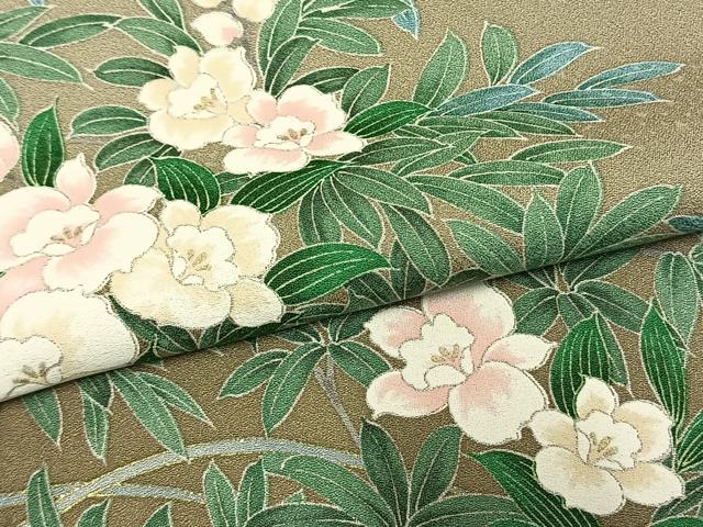 平和屋着物●訪問着　草花文　暈し染め　金彩　正絹　逸品　AABM8562fy