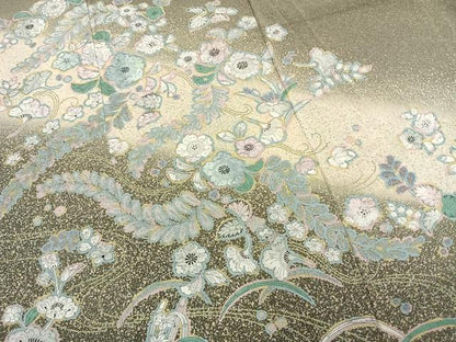 平和屋着物●訪問着　絞り　辻が花　暈し染め　金銀彩　正絹　逸品　AABM8563fy