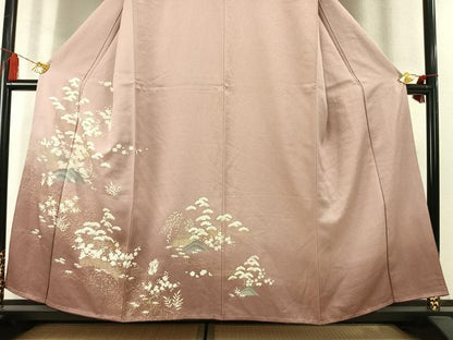 平和屋着物●訪問着　駒刺繍　松竹梅　暈し染め　金彩　正絹　逸品　未使用　AABM8564fy