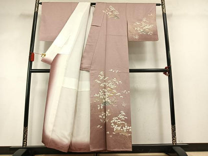 平和屋着物●訪問着　駒刺繍　松竹梅　暈し染め　金彩　正絹　逸品　未使用　AABM8564fy