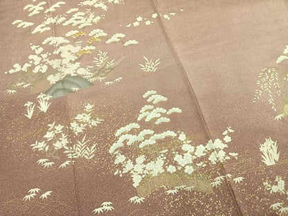 平和屋着物●訪問着　駒刺繍　松竹梅　暈し染め　金彩　正絹　逸品　未使用　AABM8564fy