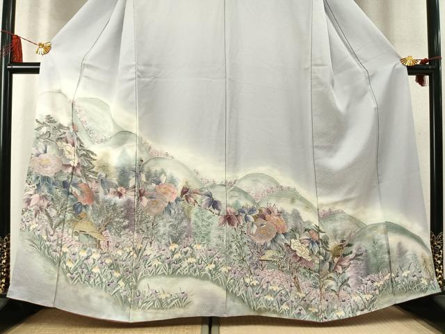 平和屋着物●訪問着　手描き　風景花文　暈し染め　金銀彩　正絹　逸品　AABM8566fy
