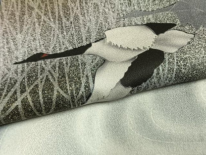 平和屋着物●訪問着　飛鶴流水文　暈し染め　黒地　金彩　正絹　逸品　AABM8568fy
