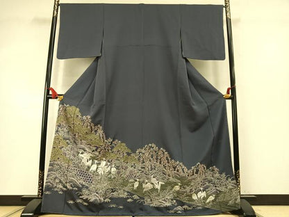 平和屋着物●中国三大刺繍　スワトウ刺繍　汕頭刺繍　相良刺繍　総刺繍　色留訪問着　松竹梅　花鳥文　正絹　逸品　未使用　AABM8570fy
