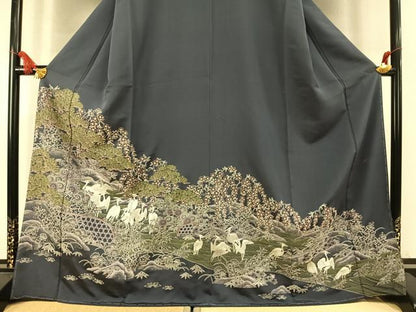 平和屋着物●中国三大刺繍　スワトウ刺繍　汕頭刺繍　相良刺繍　総刺繍　色留訪問着　松竹梅　花鳥文　正絹　逸品　未使用　AABM8570fy