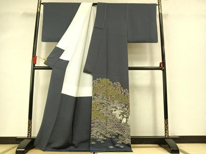 平和屋着物●中国三大刺繍　スワトウ刺繍　汕頭刺繍　相良刺繍　総刺繍　色留訪問着　松竹梅　花鳥文　正絹　逸品　未使用　AABM8570fy