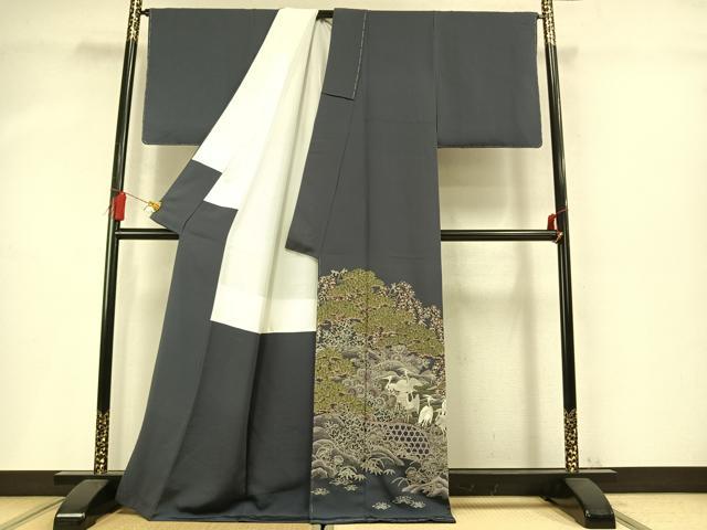 平和屋着物●中国三大刺繍　スワトウ刺繍　汕頭刺繍　相良刺繍　総刺繍　色留訪問着　松竹梅　花鳥文　正絹　逸品　未使用　AABM8570fy