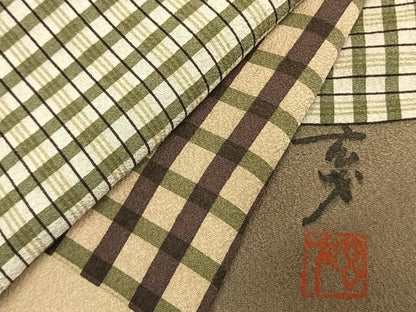 平和屋着物●染色の魔術師　染乃座・大久保玄才　そめのざ玄才　訪問着　格子横段文　正絹　逸品　AABM8571fy