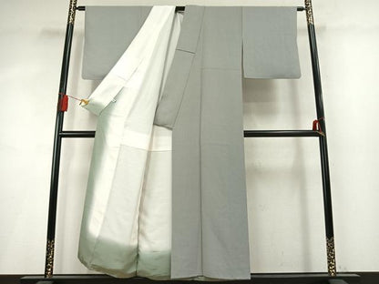 平和屋着物●江戸小紋　万筋　灰色×白色　正絹　逸品　AABM8572fy