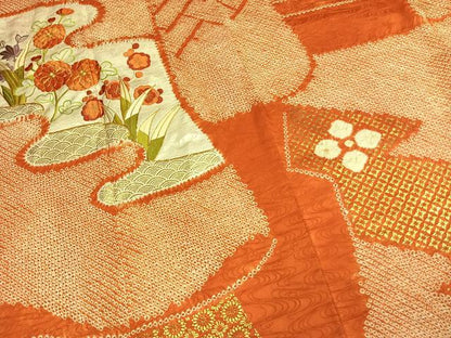 平和屋着物●創業460年・千總　振袖　絞り　駒刺繍　草花文　金彩　高島屋扱い　正絹　逸品　AABM8575fy