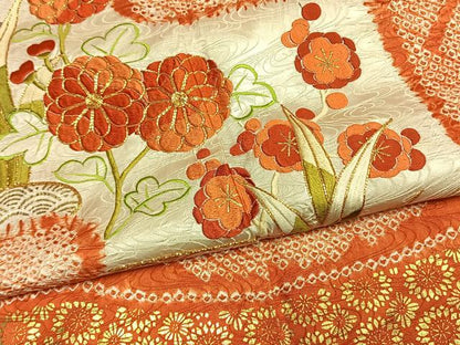 平和屋着物●創業460年・千總　振袖　絞り　駒刺繍　草花文　金彩　高島屋扱い　正絹　逸品　AABM8575fy