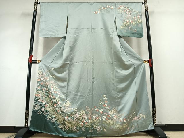 平和屋着物●訪問着　草花文　暈し染め　金彩　正絹　逸品　未使用　AABM8577fy