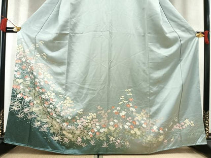 平和屋着物●訪問着　草花文　暈し染め　金彩　正絹　逸品　未使用　AABM8577fy
