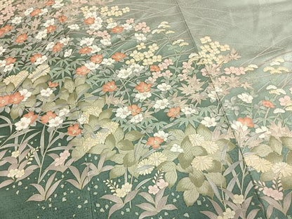 平和屋着物●訪問着　草花文　暈し染め　金彩　正絹　逸品　未使用　AABM8577fy