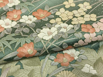 平和屋着物●訪問着　草花文　暈し染め　金彩　正絹　逸品　未使用　AABM8577fy