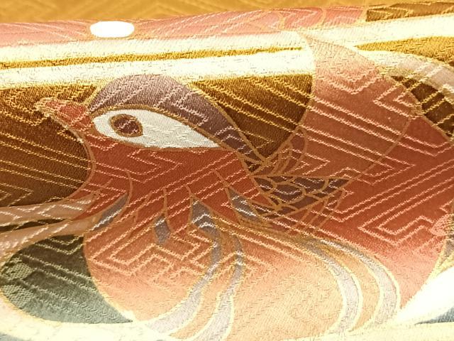 平和屋着物●訪問着　鴛鴦花蝶文　暈し染め　金彩　ロング丈　正絹　逸品　AABM8578fy