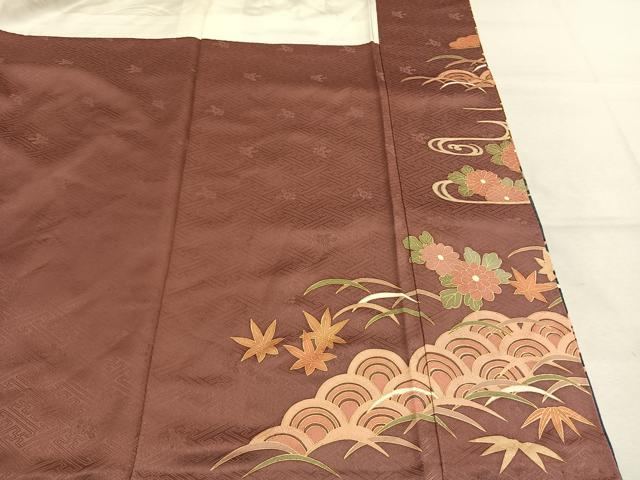 平和屋着物●訪問着　鴛鴦花蝶文　暈し染め　金彩　ロング丈　正絹　逸品　AABM8578fy