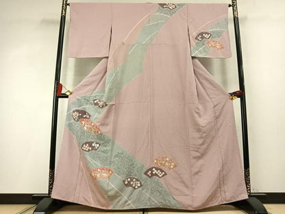 平和屋着物●十日町　名門　滝泰謹製　訪問着　絞り　辻が花　地紙文　金彩　正絹　逸品　AABM8579fy
