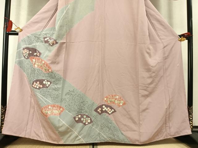 平和屋着物●十日町　名門　滝泰謹製　訪問着　絞り　辻が花　地紙文　金彩　正絹　逸品　AABM8579fy