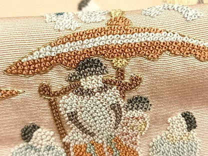 平和屋着物●中国三大刺繡　相良刺繍　総刺繍　色留袖　人物風景文　暈し染め　金糸　正絹　逸品　未使用　AABM8580fy