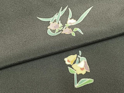 平和屋着物●上質な小紋　草花文　金彩　正絹　逸品　未使用　AABM8588fy