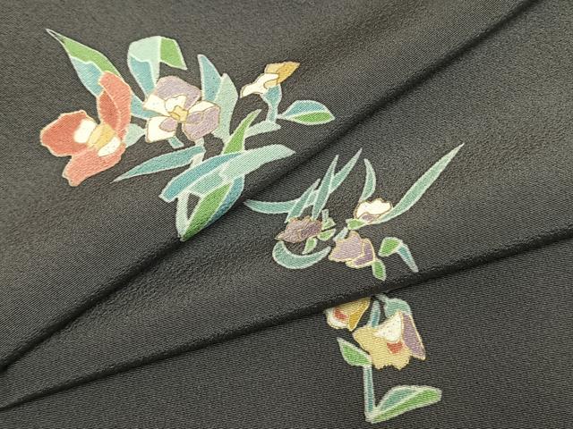 平和屋着物●上質な小紋　草花文　金彩　正絹　逸品　未使用　AABM8588fy