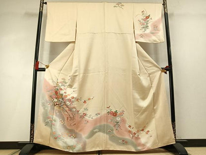 平和屋着物●訪問着　道長片輪車花文　暈し染め　金彩　正絹　逸品　AABM8590fy