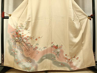 平和屋着物●訪問着　道長片輪車花文　暈し染め　金彩　正絹　逸品　AABM8590fy
