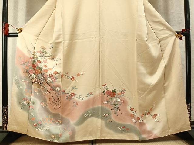 平和屋着物●訪問着　道長片輪車花文　暈し染め　金彩　正絹　逸品　AABM8590fy