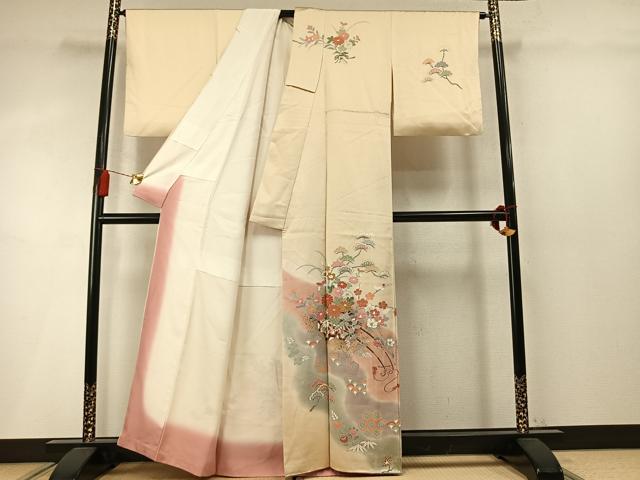 平和屋着物●訪問着　道長片輪車花文　暈し染め　金彩　正絹　逸品　AABM8590fy