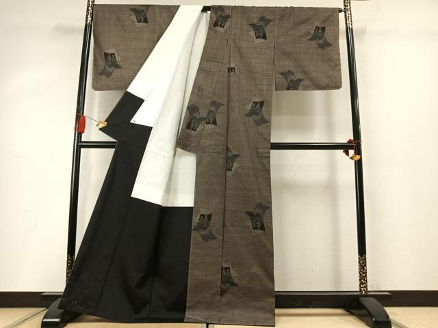 平和屋着物●本場大島紬　9マルキ　短冊風景文　正絹　逸品　AABM8592fy