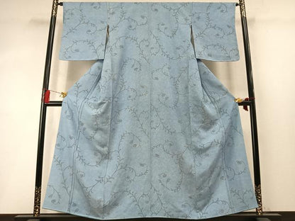 平和屋着物●江戸小紋　花唐草文　正絹　逸品　AABM8598fy