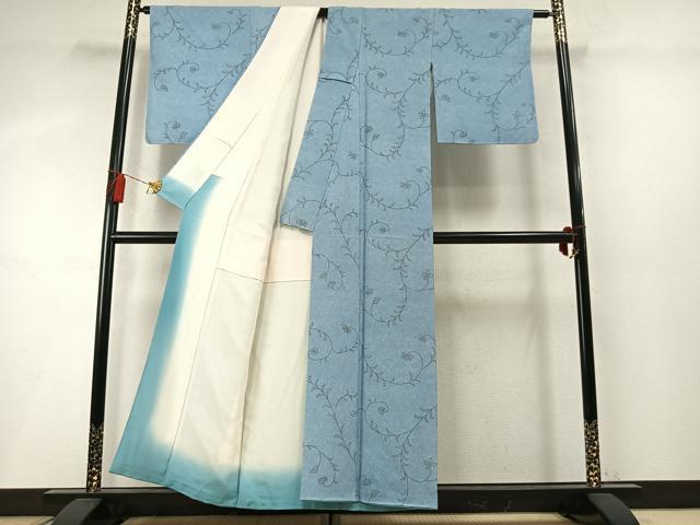 平和屋着物●江戸小紋　花唐草文　正絹　逸品　AABM8598fy