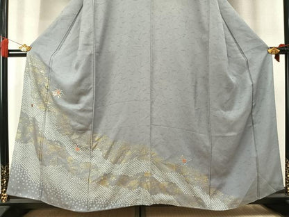 平和屋着物●訪問着　駒刺繍　道長花文　金彩　正絹　逸品　AABM8600fy