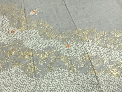 平和屋着物●訪問着　駒刺繍　道長花文　金彩　正絹　逸品　AABM8600fy