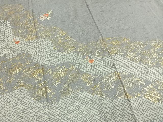 平和屋着物●訪問着　駒刺繍　道長花文　金彩　正絹　逸品　AABM8600fy