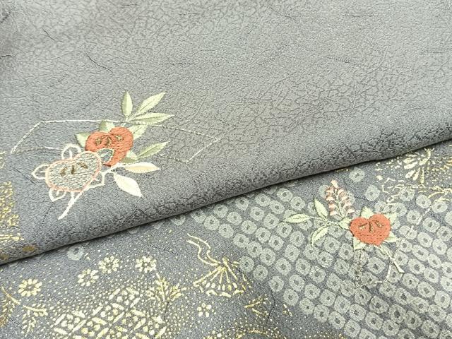 平和屋着物●訪問着　駒刺繍　道長花文　金彩　正絹　逸品　AABM8600fy