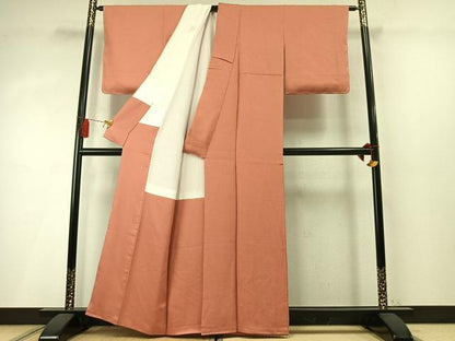 平和屋着物●上質な色無地　花尽くし地紋　東雲色　正絹　逸品　未使用　AABM8603fy