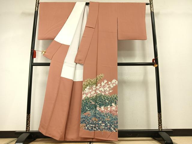 平和屋着物●十日町　加賀草木友禅の第一人者　田村哲彦　色留袖　枝梅松文　正絹　逸品　AABM8605fy