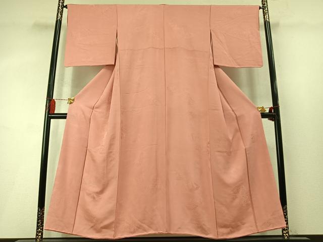 平和屋着物●上質な色無地　源氏車地紋　東雲色　正絹　逸品　AABM8608fy