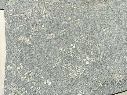 平和屋着物●上質な小紋　総絞り　切嵌花文　正絹　逸品　AABM8611fy