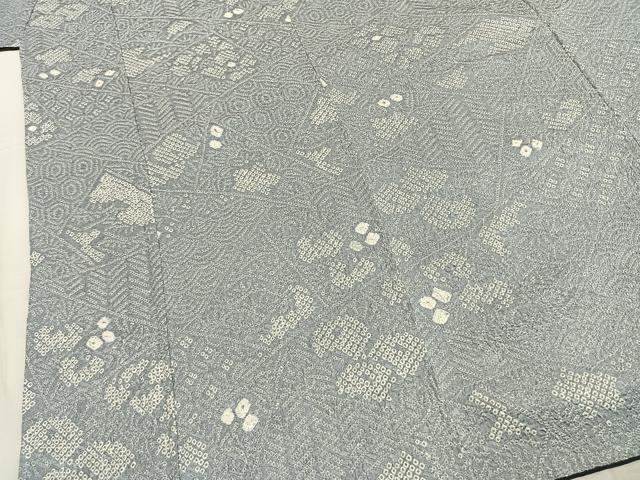 平和屋着物●上質な小紋　総絞り　切嵌花文　正絹　逸品　AABM8611fy