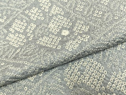 平和屋着物●上質な小紋　総絞り　切嵌花文　正絹　逸品　AABM8611fy